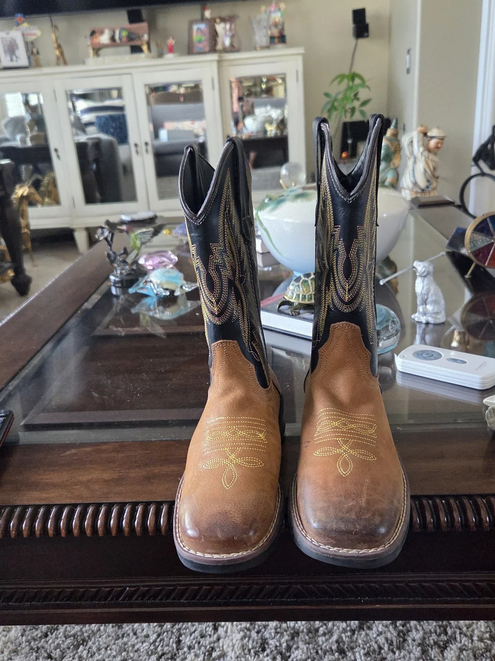 J.B. Dillon Two-Tone Brown and Black Kids Western Boots
